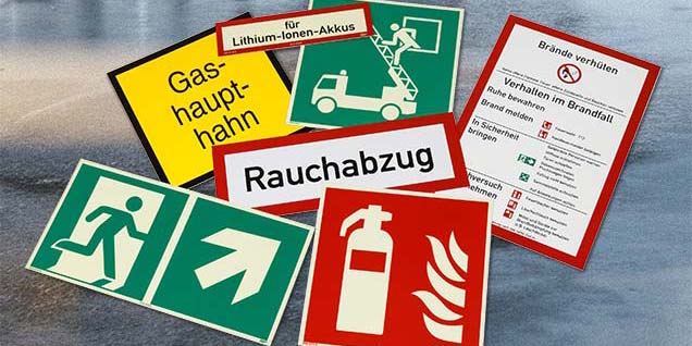 Beispiele für Brandschutz-Beschilderungen